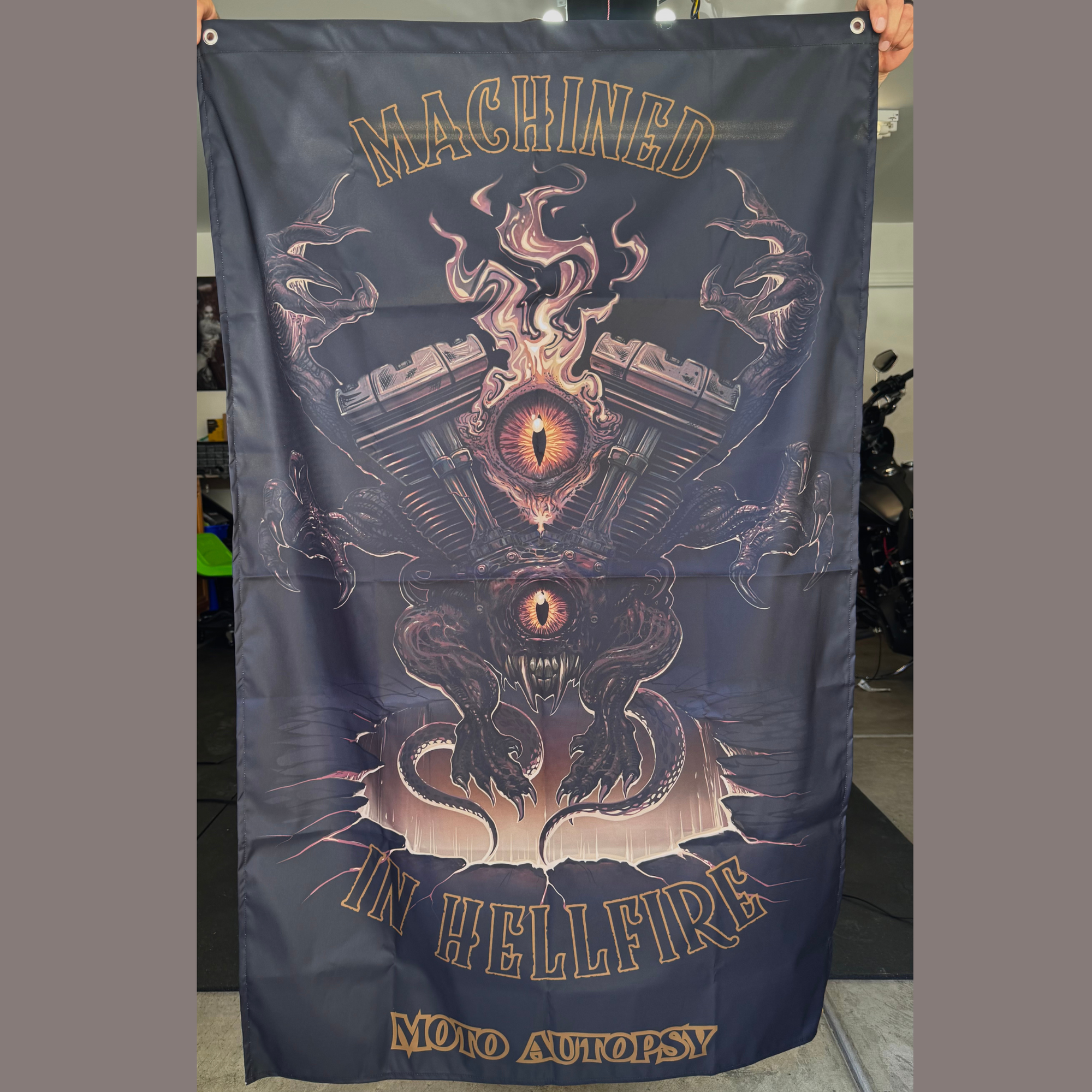 Machined in Hellfire Flag