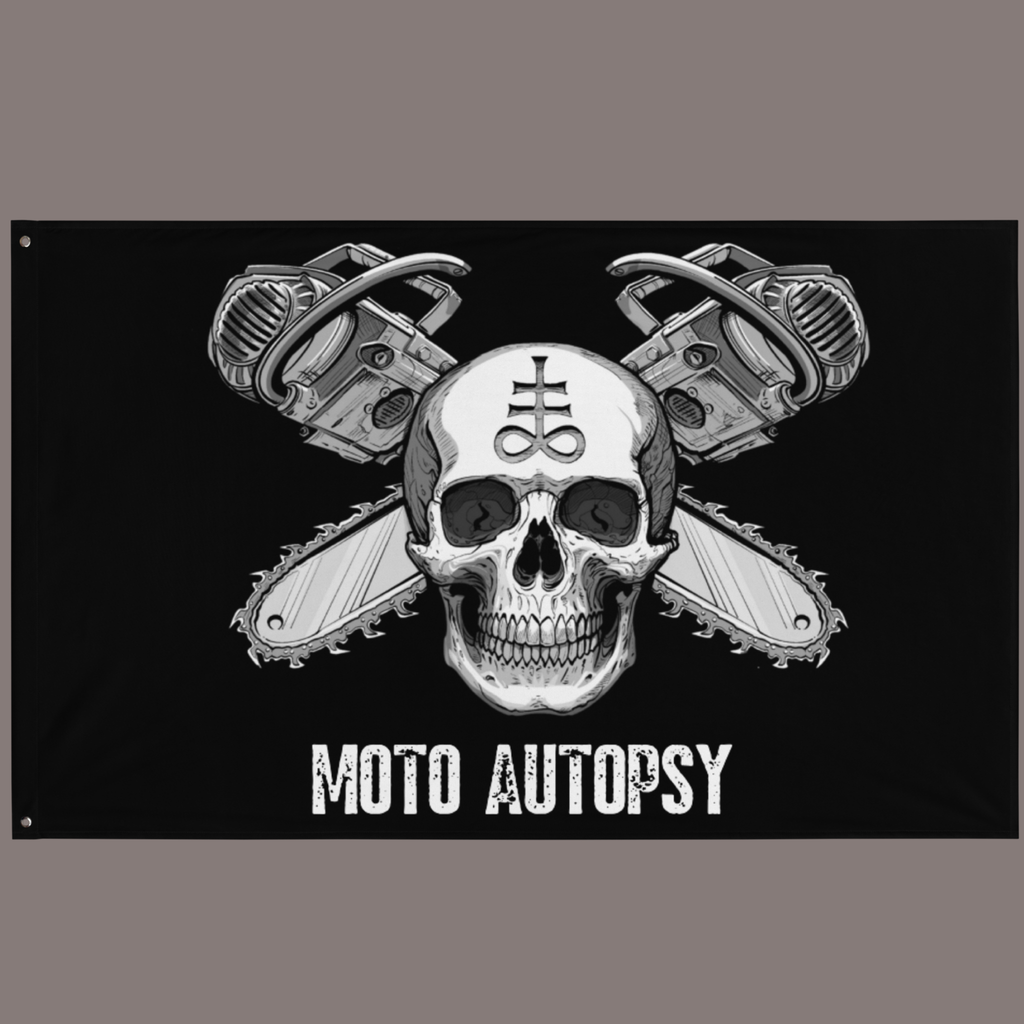 Moto Autopsy Chainsaw Logo Flag