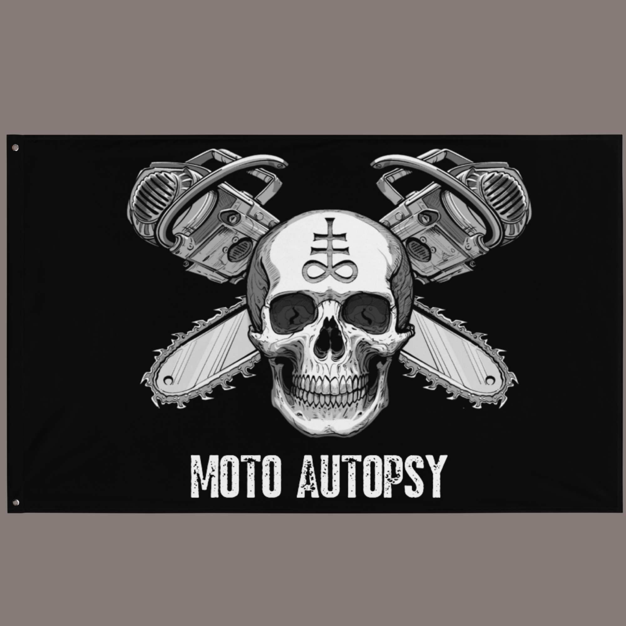 Moto Autopsy Chainsaw Logo Flag